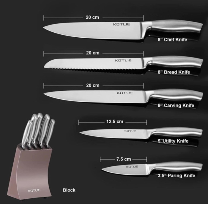 Bộ dao làm bếp KOTLIE 6 món inox nguyên khối - hàng xuất Châu Âu