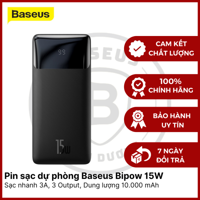 Pin sạc dự phòng Baseus Bipow Digital Display Power Bank 10000mAh/15w
