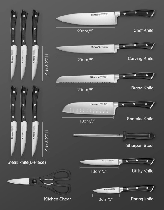 Bộ dao làm bếp 15 món hãng KINCANO - hàng Amazon Mỹ