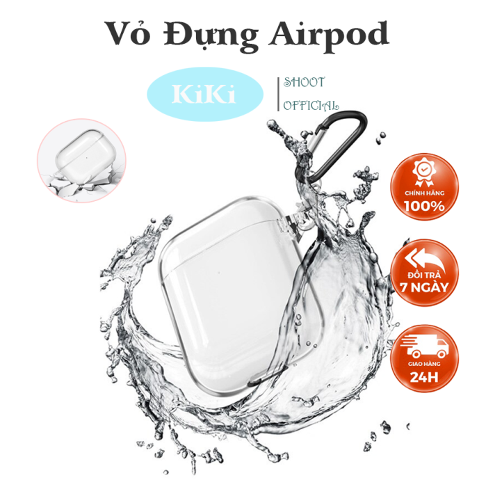 Vỏ đựng Airpod trong suốt Chính hãng KiKi Shoot dùng có AP 2/3 và Pro chất lượng cao