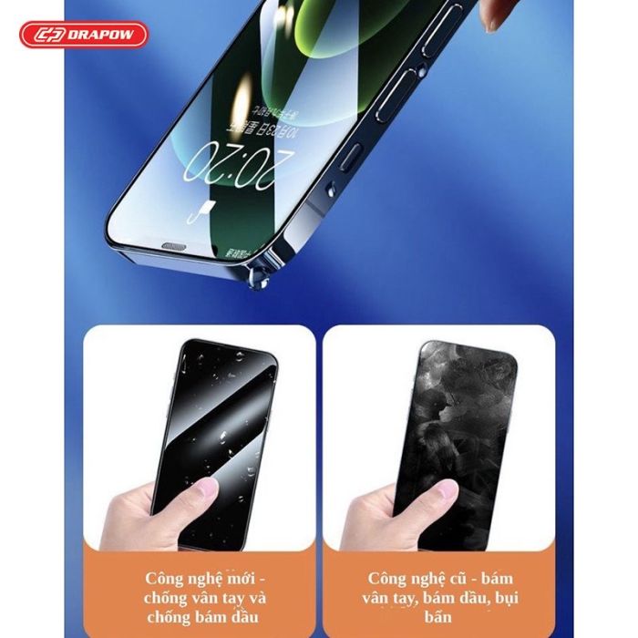 Kính cường lực tự dán iPhone Kingkong Drapow TD15 khung tự động siêu dễ dán viền mỏng