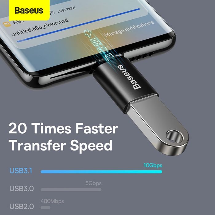 Đầu chuyển OTG Type C to USB 3.1 tốc độ cao 10Gbps Baseus Ingenuity Series Mini OTG Gen2