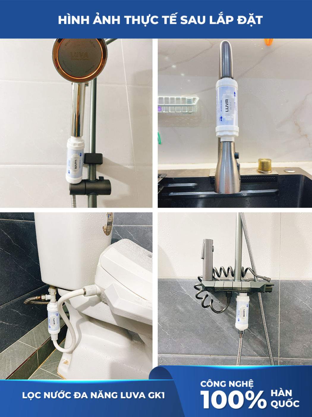 Bộ lọc nước đa năng Luva GK1 lọc vòi sen tắm, máy rửa bát, máy giặt, vòi rửa bát, bồn cầu