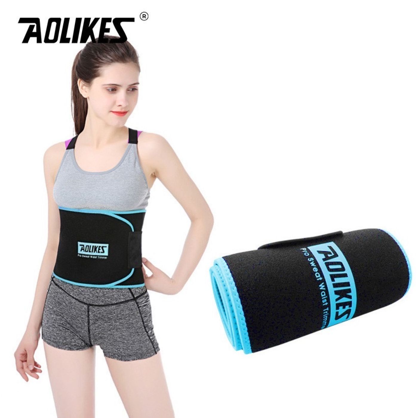 Đai lưng nữ giảm mỡ bụng tập gym, yoga hiệu quả mẫu mới có túi Aolikes 7980