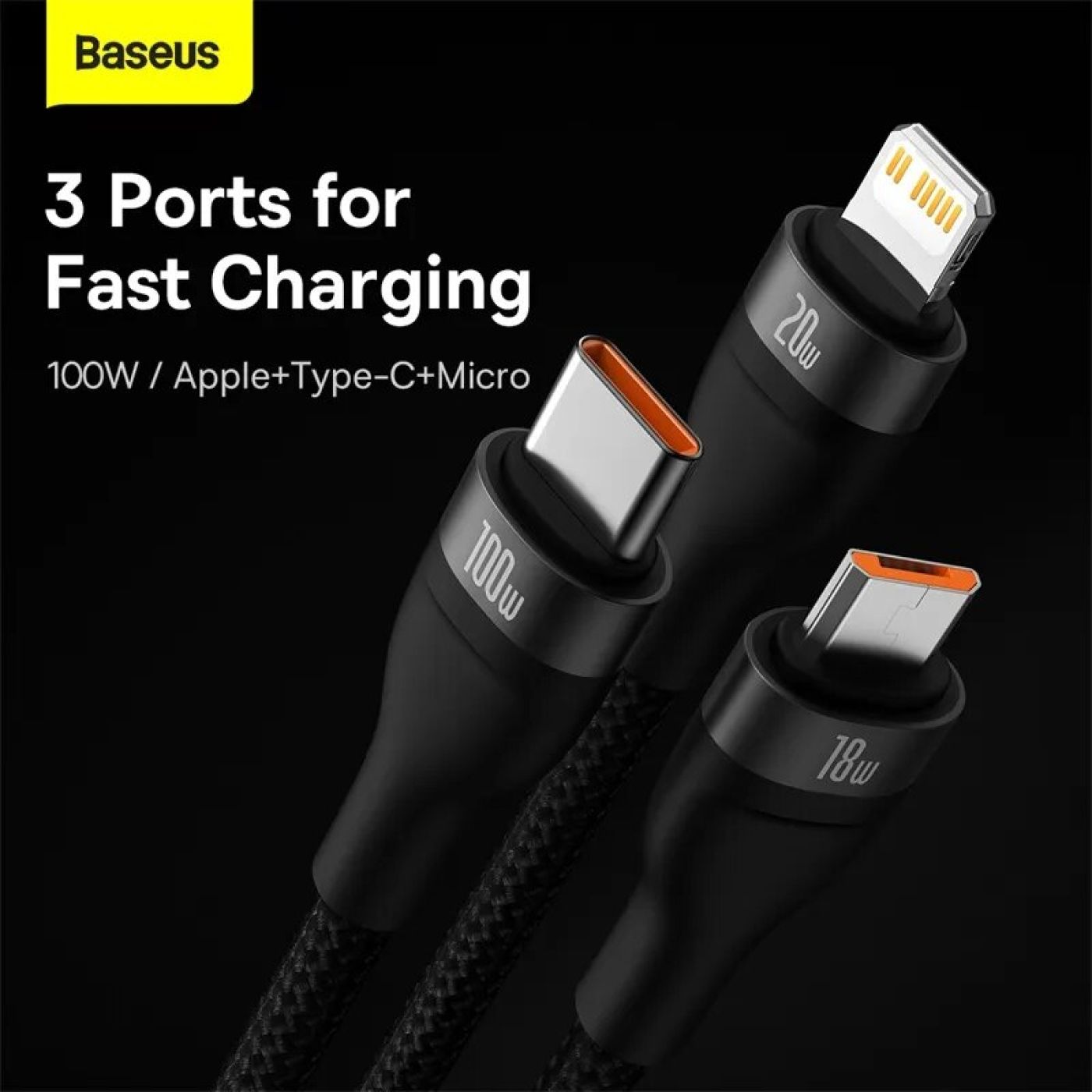 Cáp Sạc Nhanh Đa Năng 3 in 1 Baseus Flash Series Ⅱ One-for-three Fast Charging Cable TypeC to M+L+C