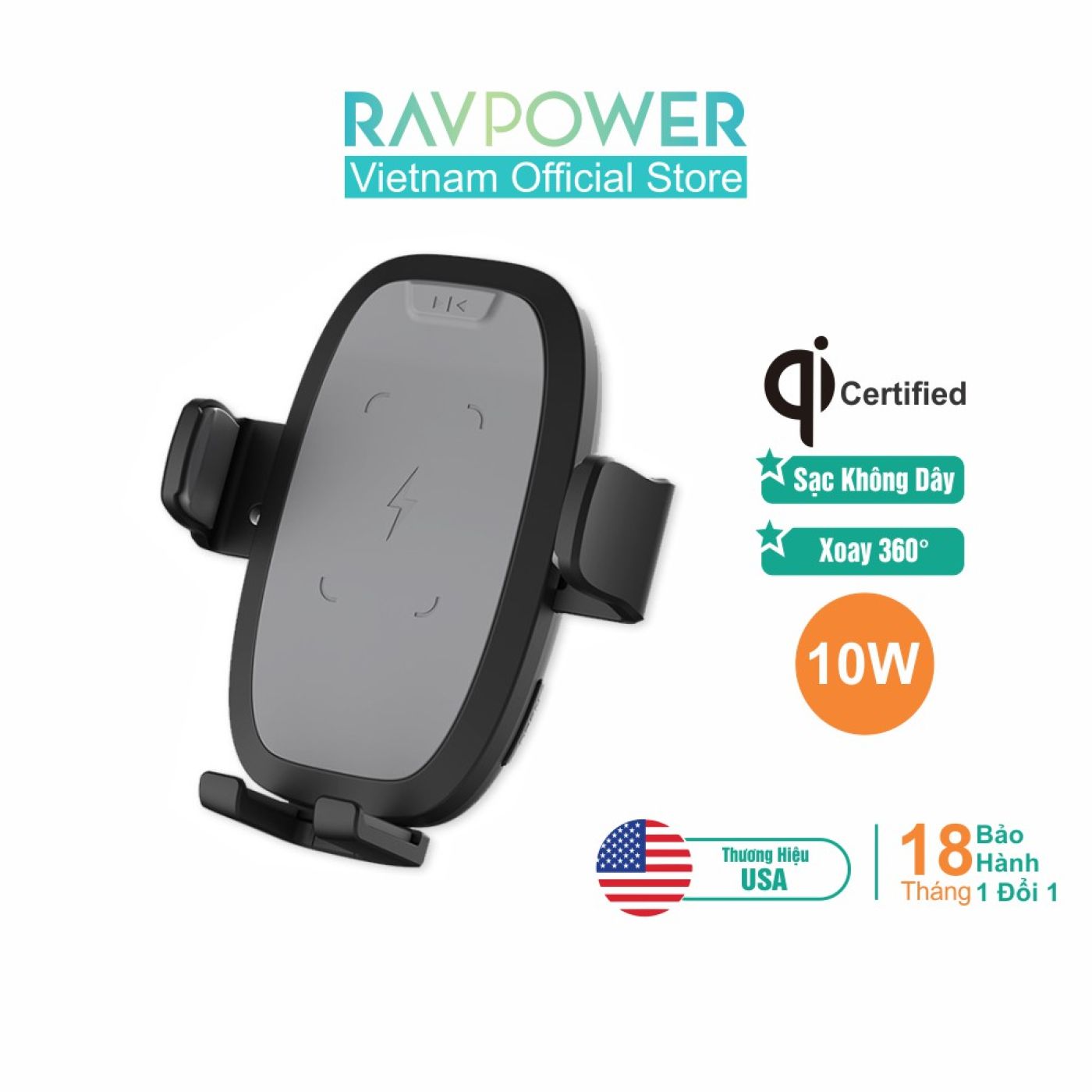 Giá đỡ điện thoại kiêm sạc nhanh không dây RAVPower RP-SH014