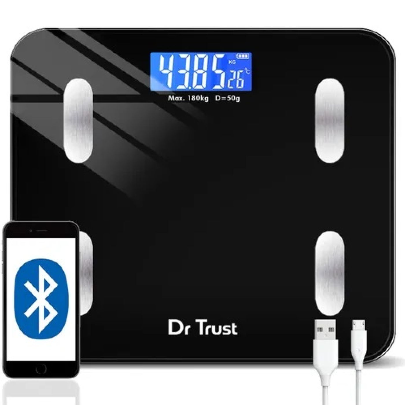 Cân Thông Minh Dr Trust Smart 509 - USA - Bluetooth - BIA - BMI - 18 Chỉ Số Cơ Thể - Pin Sạc
