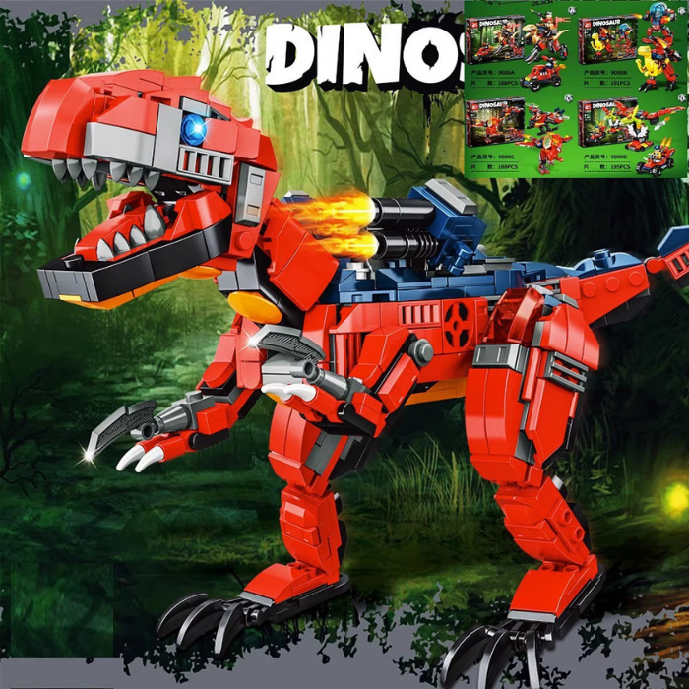 Lego lắp ráp Khủng long Dinosaur 762 chi tiết (mã 9000) (bao gồm 4 hộp nhỏ ghép thành)