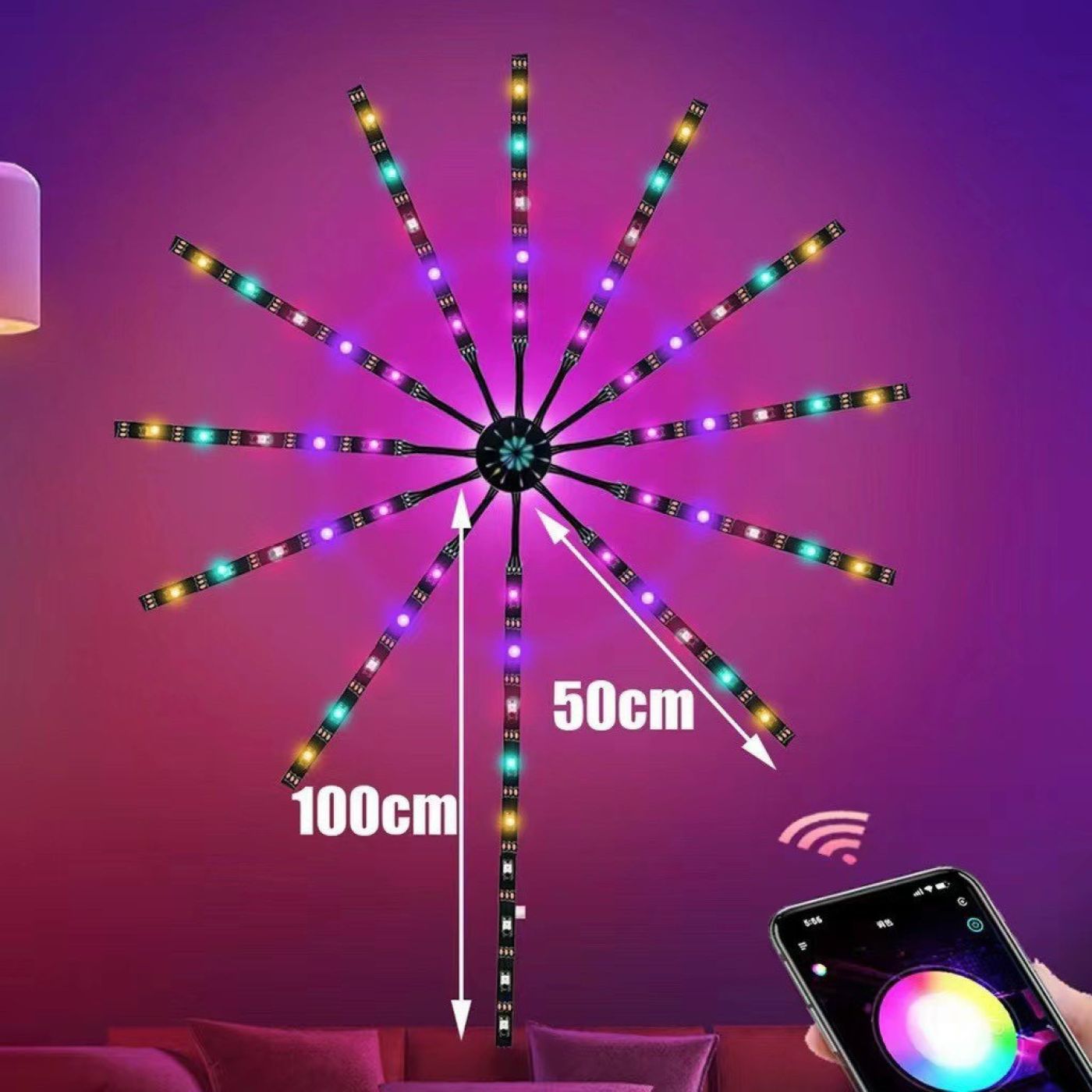 Đèn led pháo hoa trang trí TẾT RGB 16 triệu điều chỉnh qua remote hoặc bluetooth