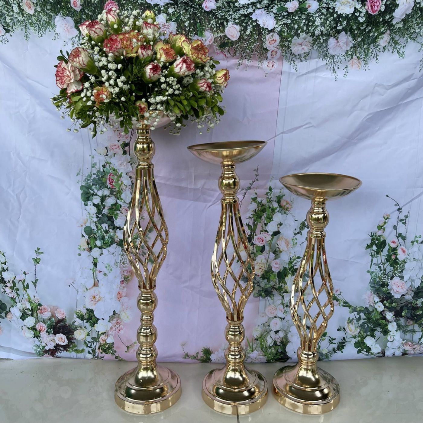 Bình cắm hoa , chân để nến trang trí tiệc cưới , decor cao 52cm
