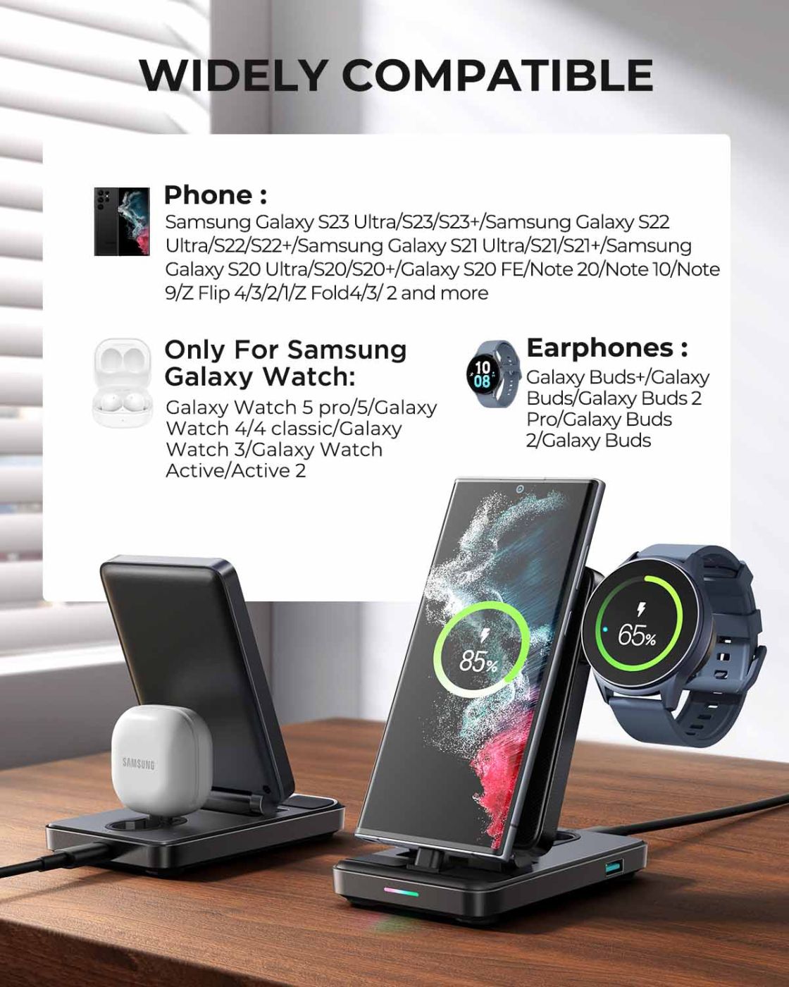 Đế sạc không dây Joyroom WQS01 4 in 1 cổng Type C dùng cho điện thoại Samsung, Android Magnetic Char