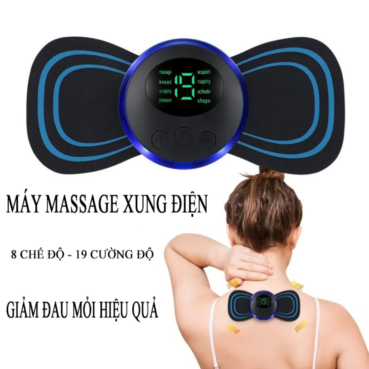Miếng massage xung điện cổ vai gáy toàn thân, giảm đau nhức hiệu quả với 8 chế độ