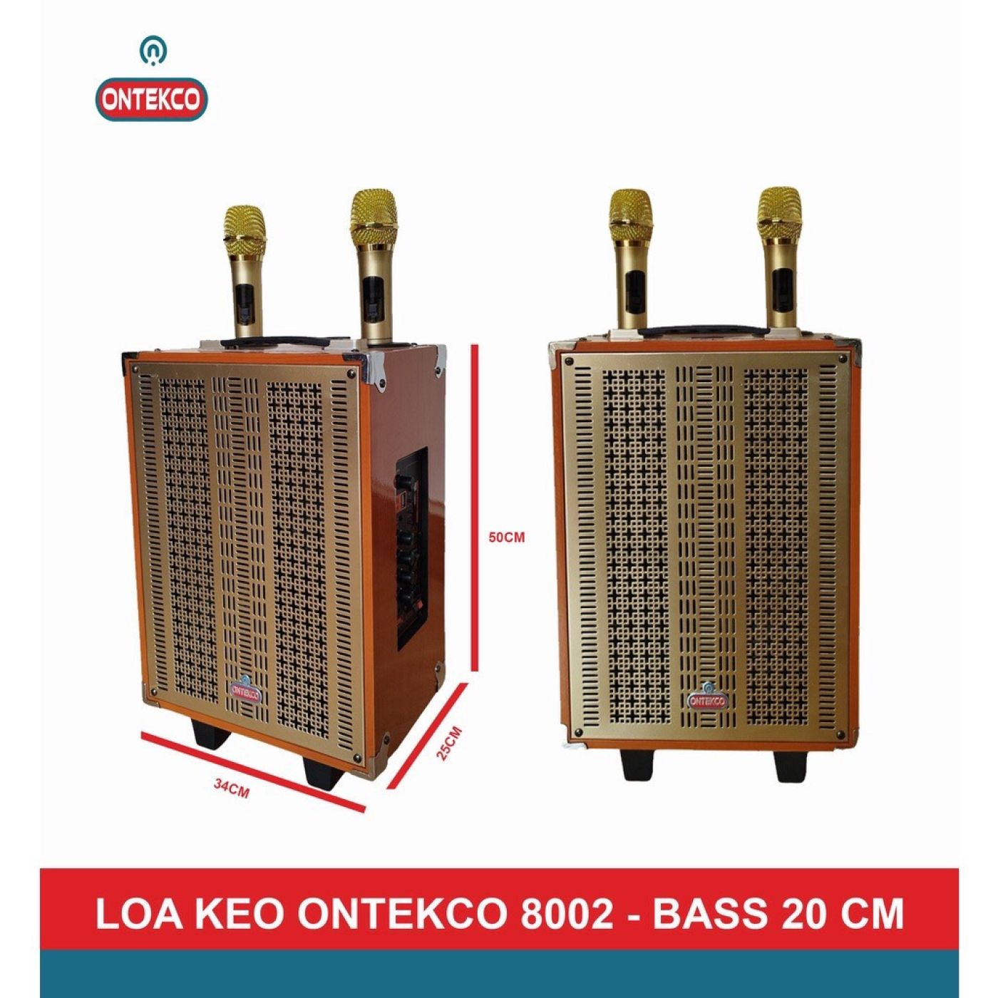 Loa karaoke chính hãng ontekco bảo hành 12 tháng vỏ gỗ mặt kim loại