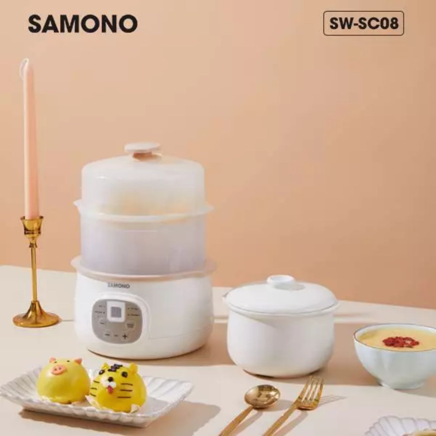 Nồi nấu chậm đa năng 4in1 SAMONO SW-SC08 0.8L phiên bản quốc tế - Hàng chính hãng