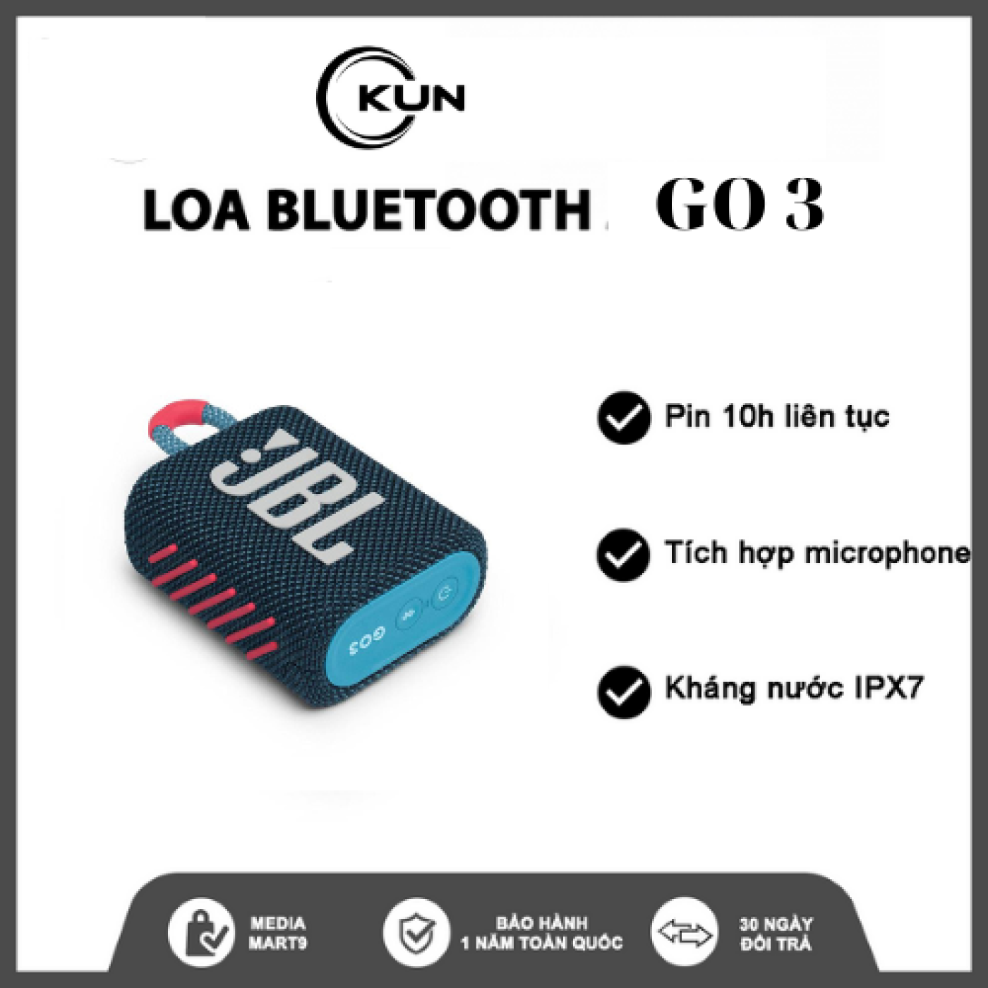 Loa Bluetooth Không Dây JBL Go 3 Hàng Repp 1-1 - Chơi Nhạc 5H - Bluetooth 5.1.Nhỏ Gọn Tiện Lợi