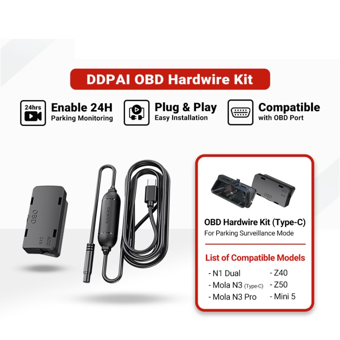Bộ Kit nguồn DDPAI OBD Hardwire Kit Type C