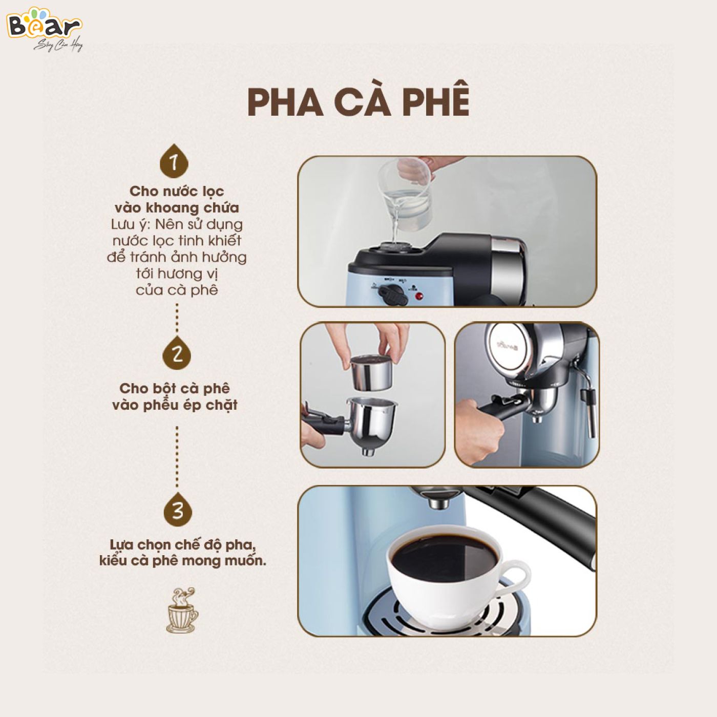 Máy Pha Caphe Bear Tự Động Pha Cafe, Pha Espresso Phong Cách Ý CF-B02V1