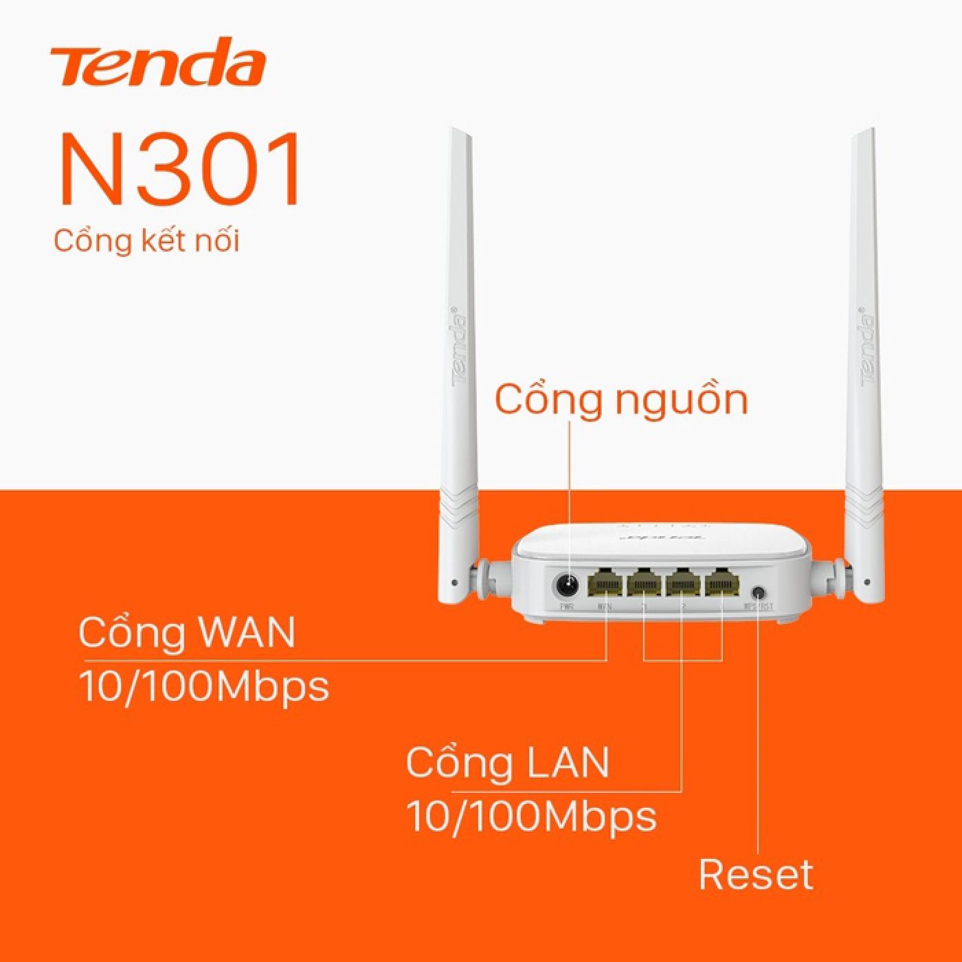 Bộ Phát WiFi Tenda N301 Chuẩn N 300Mbps - Hàng Chính Hãng
