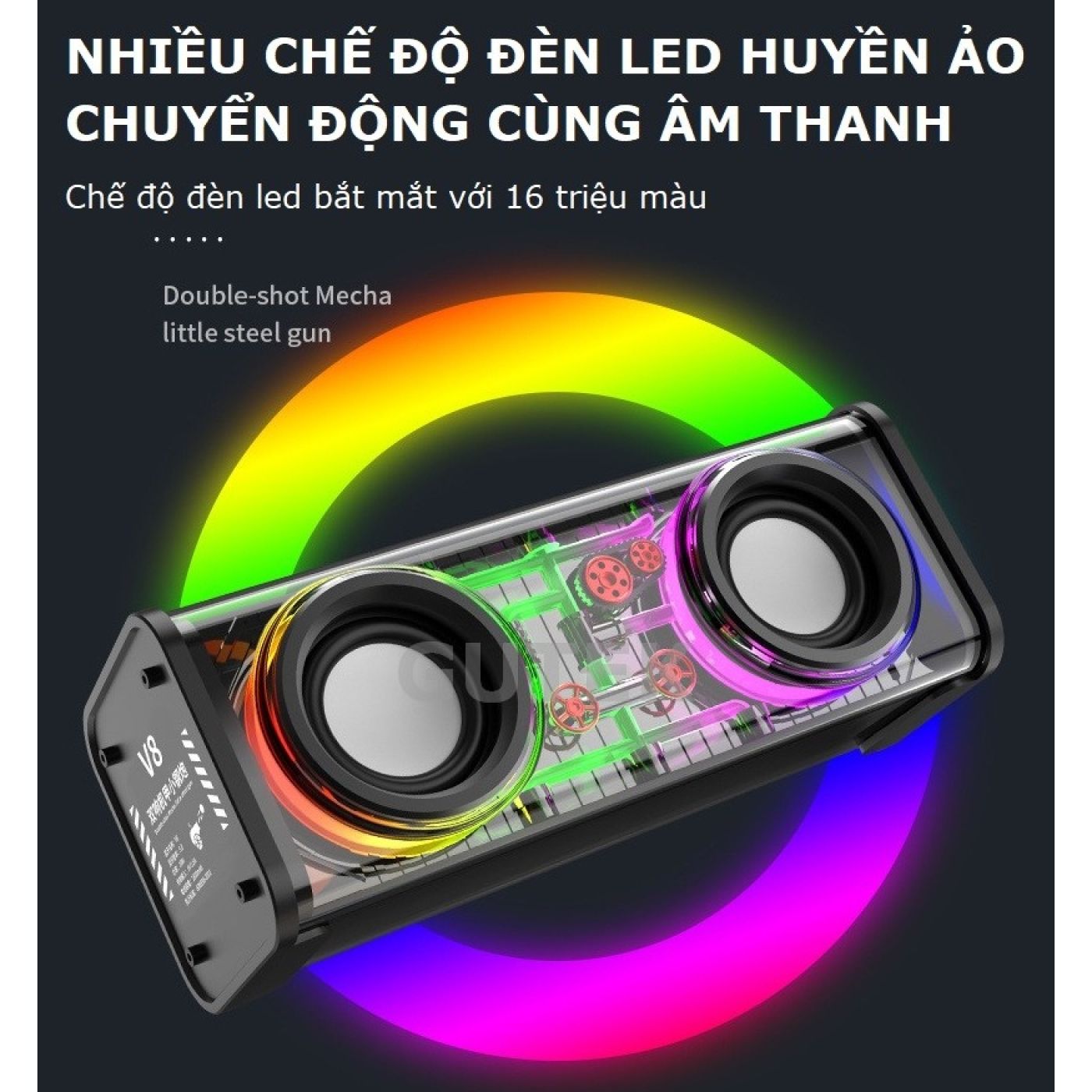 Loa bluetooth không dây V8 mini cầm tay công suất lớn âm thanh hay led nháy theo nhạc