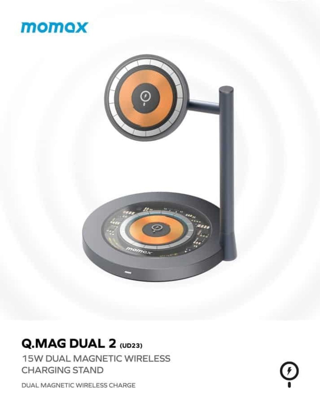 Đế sạc không dây Q.Mag Dual 2 UD23 15W (đế sạc không dây từ tính kép)