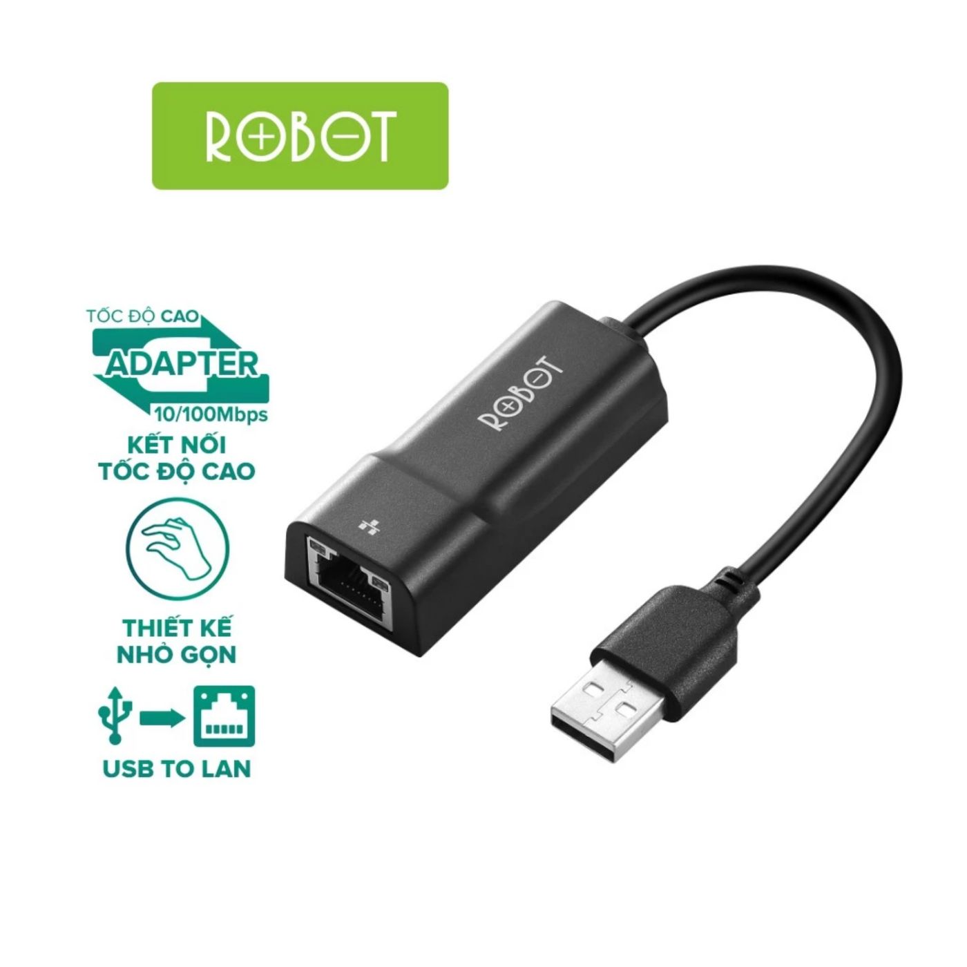 Thiết Bị Chuyển Đổi Ethernet Adapter ROBOT EA10 USB 2.0 to LAN Tốc Độ 10/100Mbps