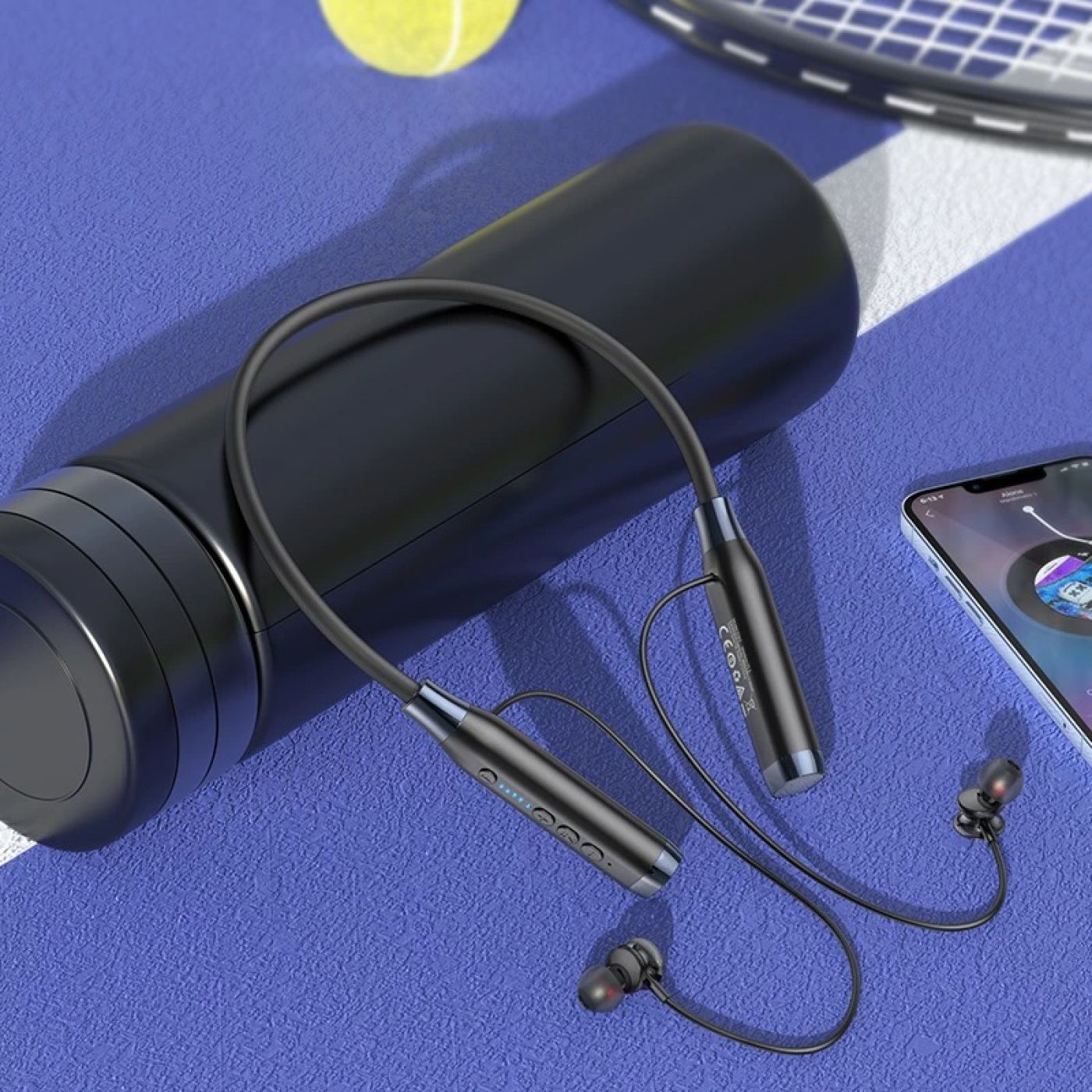 ￼Tai nghe thể thao đeo cổ Hoco ES62, tai nghe bluetooth hỗ trợ mic đàm thoại, 120h nghe nhạc .