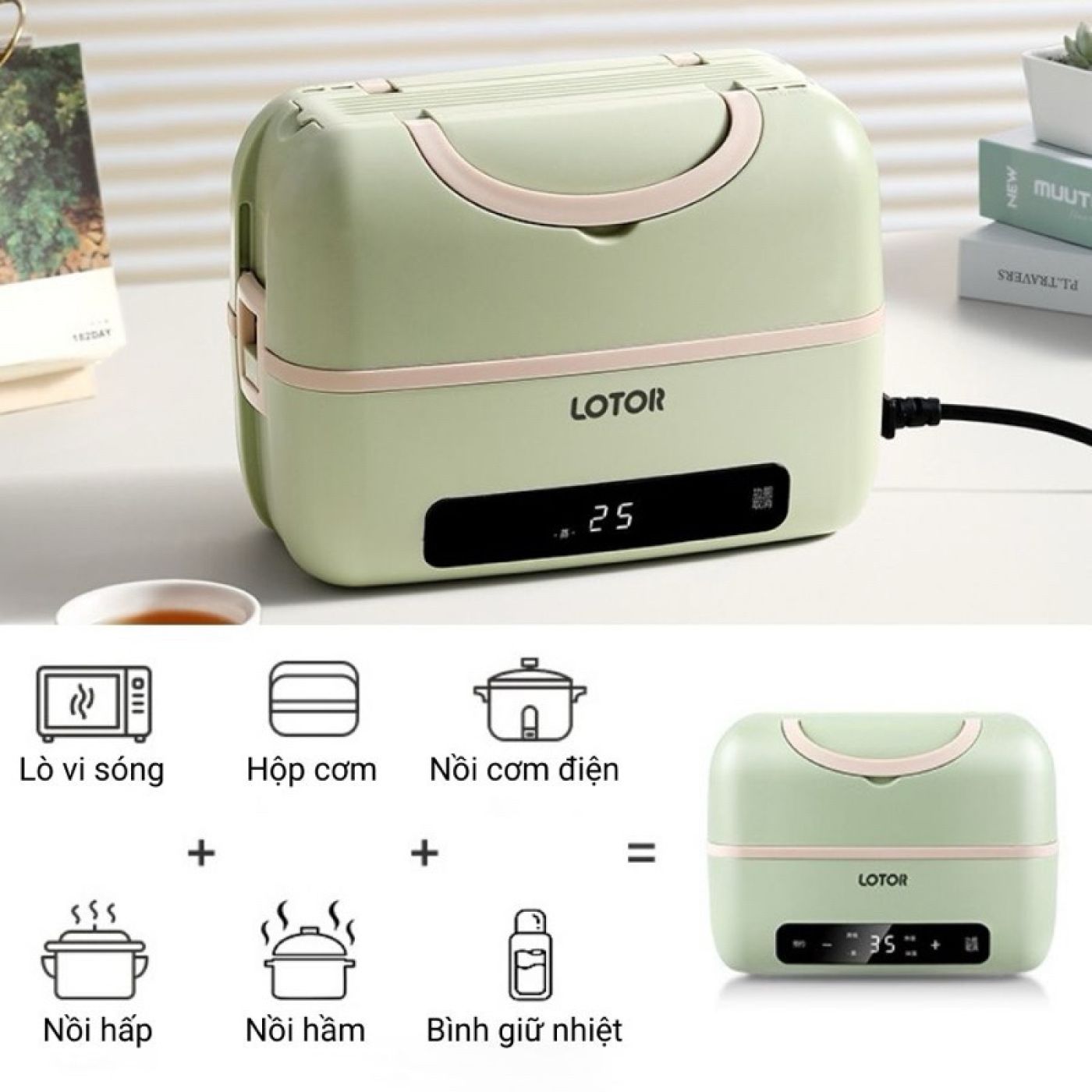 Nồi cơm di động cắm điện Lotor Portable Cooking Electric Lunch Box BE-FH998