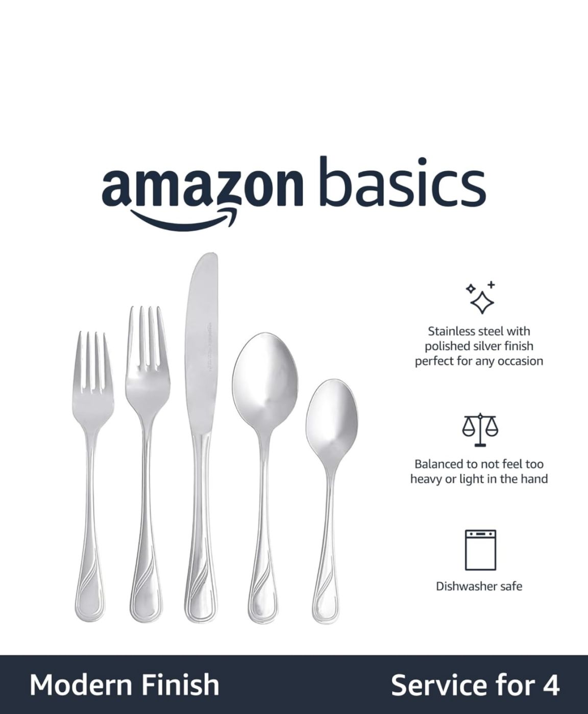 Bộ dao , thìa , dĩa 20 món chính hãng Amazon Basics Mỹ Model : B07VJJ5FFD