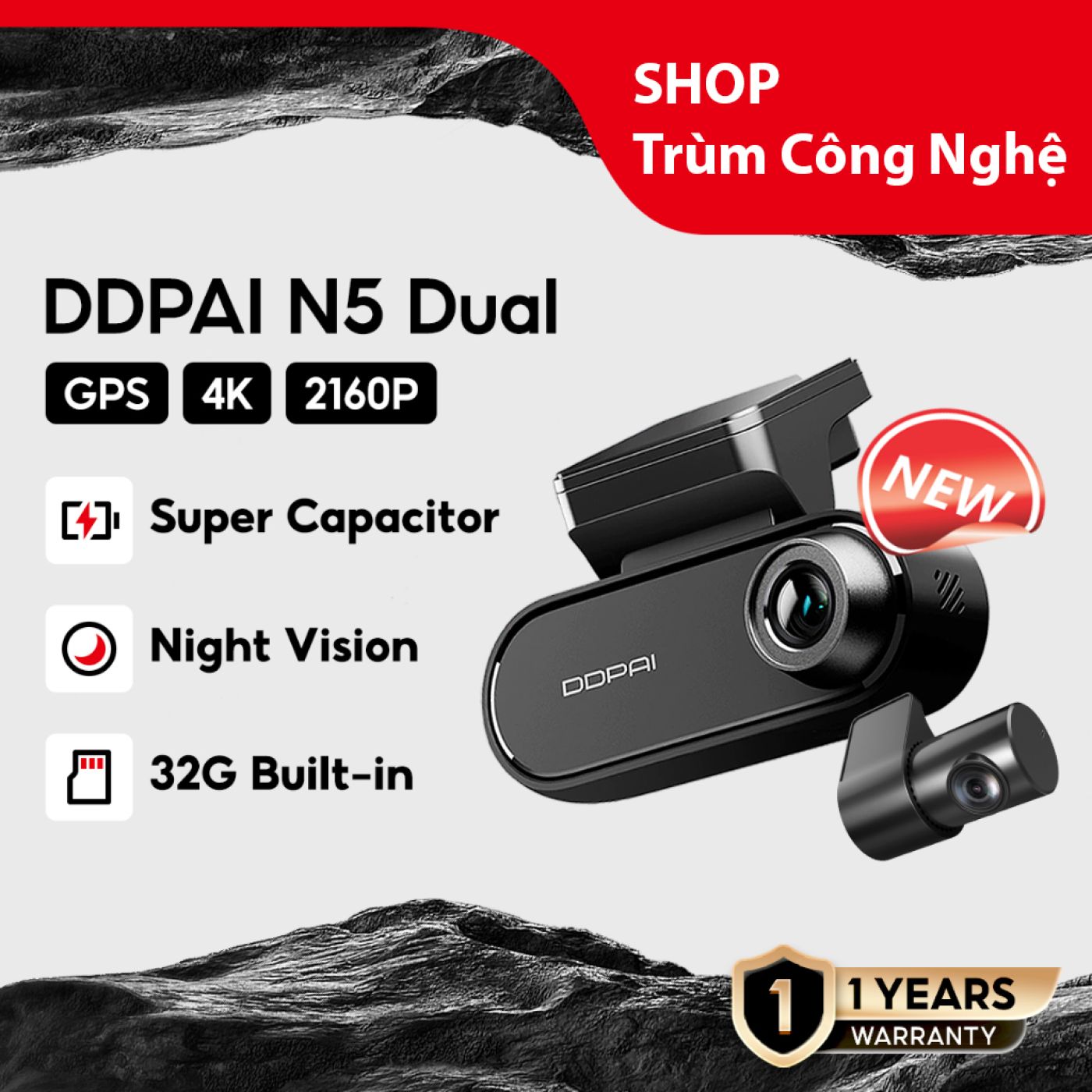 Camera hành trình DDPAI N5 Dual 4K - Bản Quốc Tế