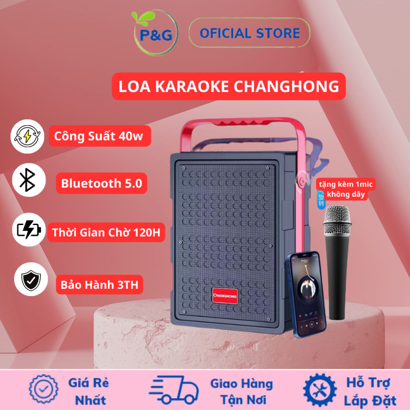 Loa bluetooth karaoke di động CHANGHONG CYW501 cầm tay, Loa trợ giảng 1 mic 6000mAh công suất 4W