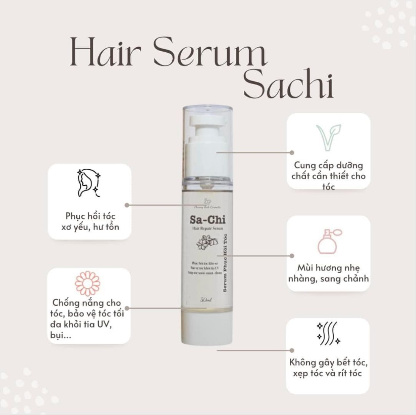 Serum Dưỡng Phục Hồi Tóc Chắc Khỏe Sachi Hair Repair Serum 50ml [Phương Anh Cosmetic]