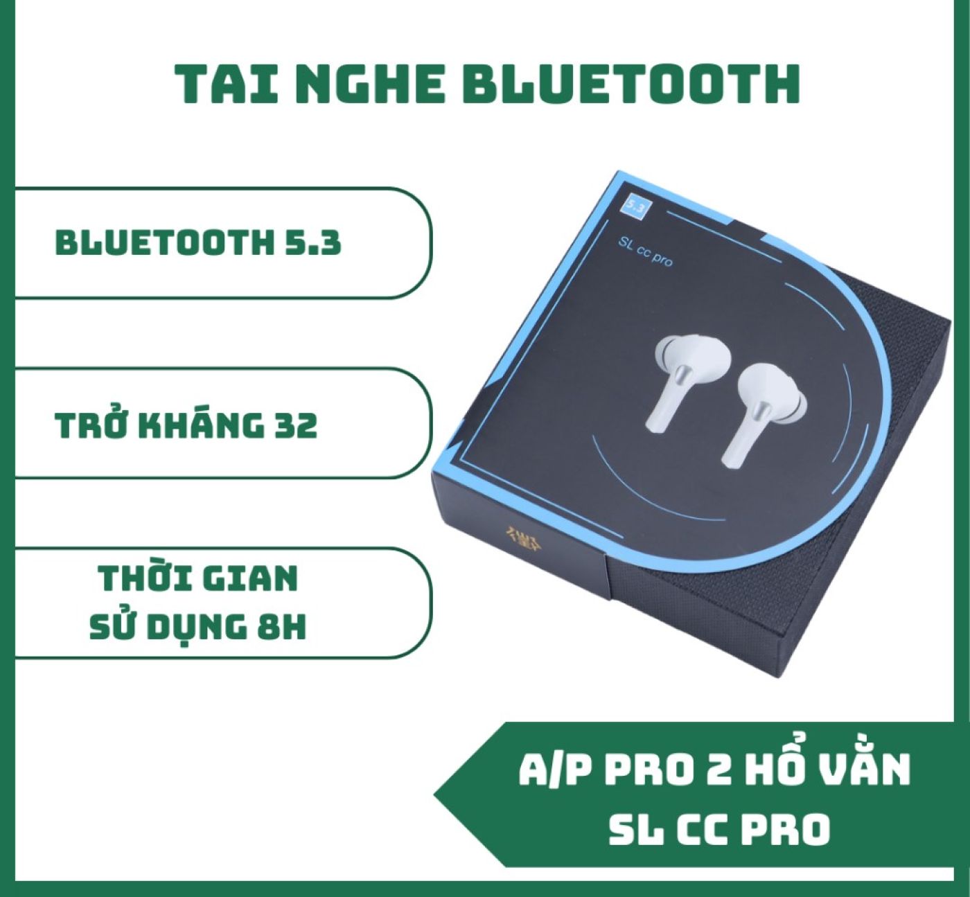 Tai Nghe Bluetooth A/P PRO 2 Hổ Vằn SL CC Pro (BH Lỗi 1 Đổi 1) - Bass căng, Treble cao, Pin trâu