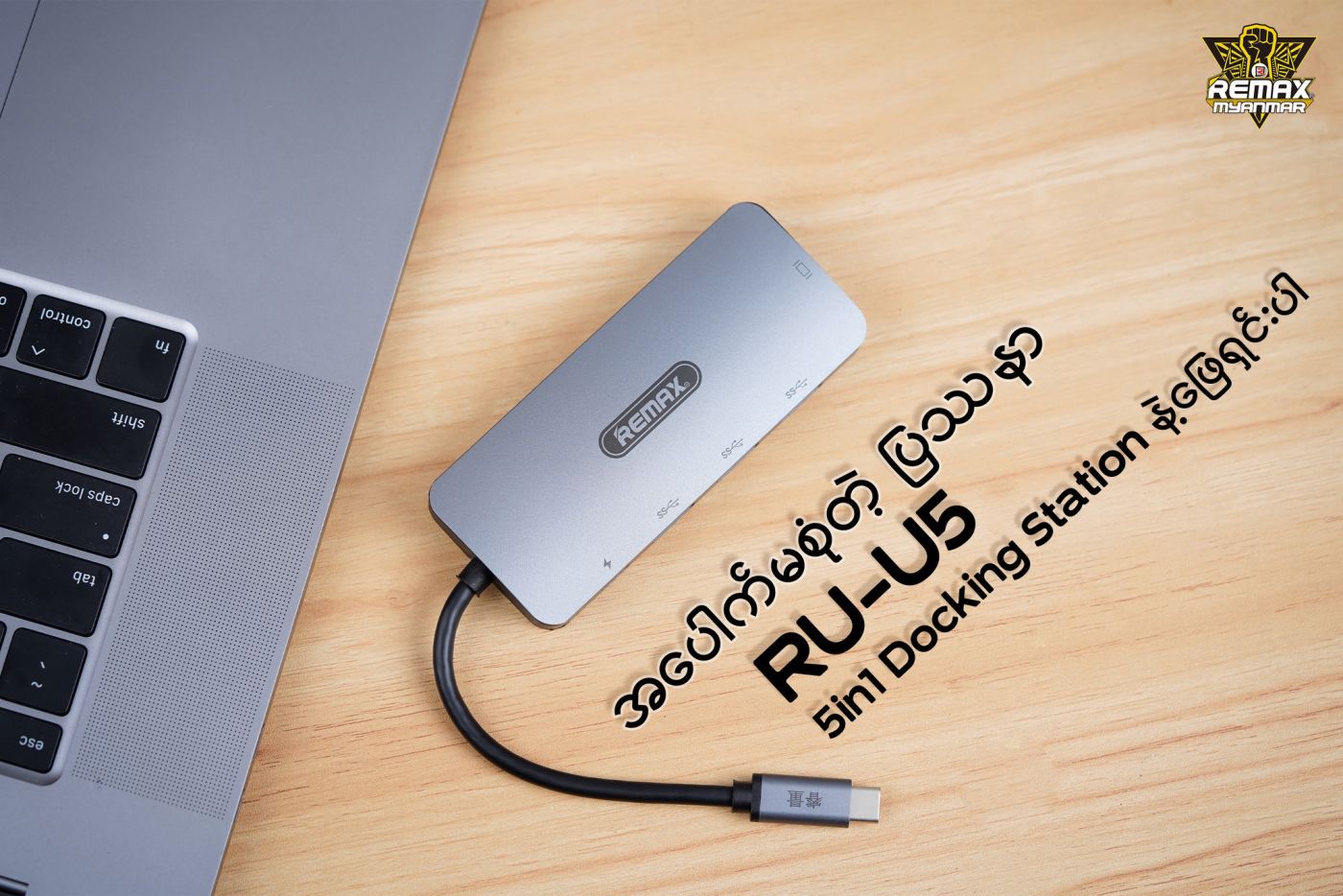 Hub Type C 5 in 1 REMAX RU-U5 Hỗ Trợ 3 Cổng USB 3.0, Cổng HDMI 4K