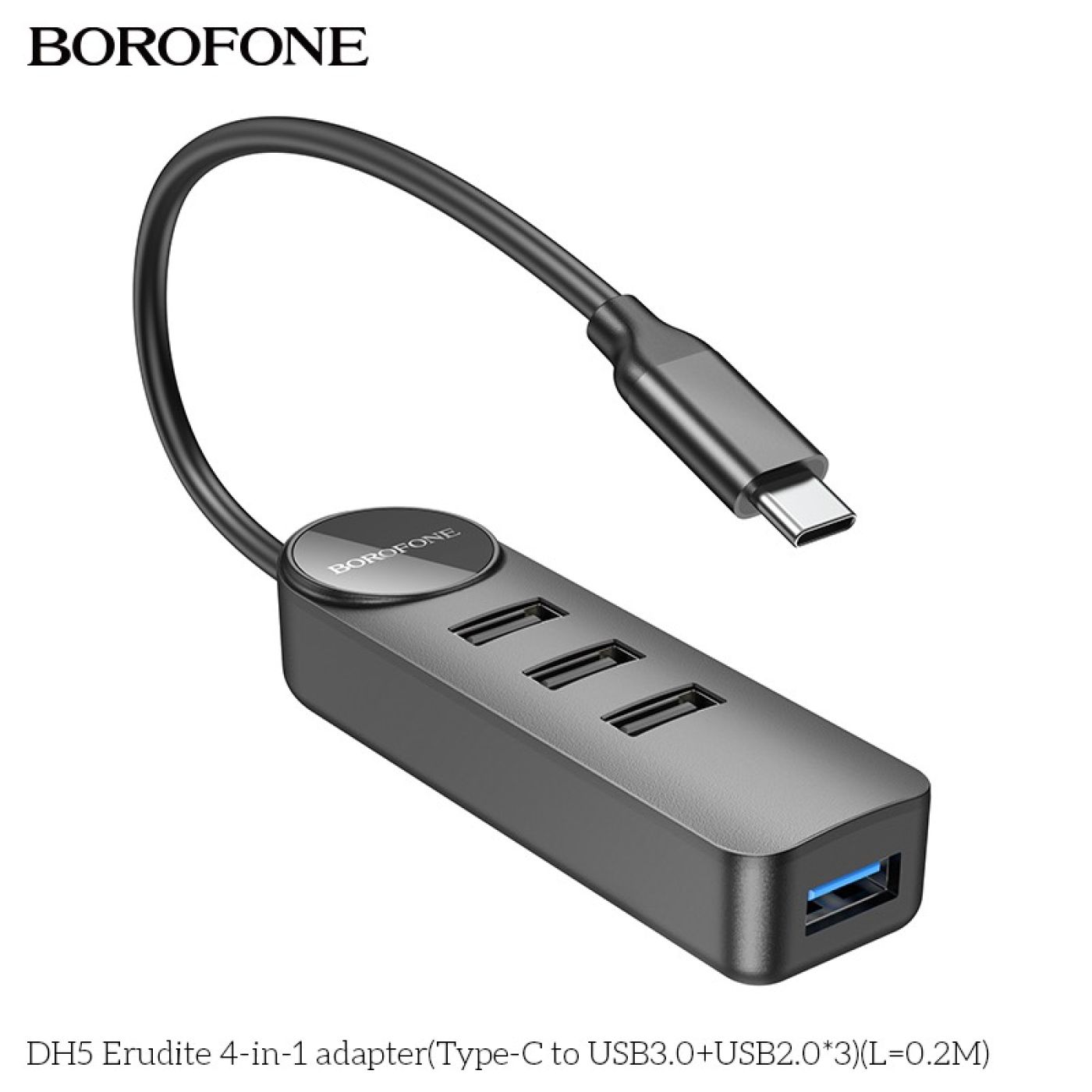 BỘ CHIA USB 4 CỔNG BOROFONE DH5 JACK TYPE C ( 3 USB 2.0 + 1 USB 3.0)