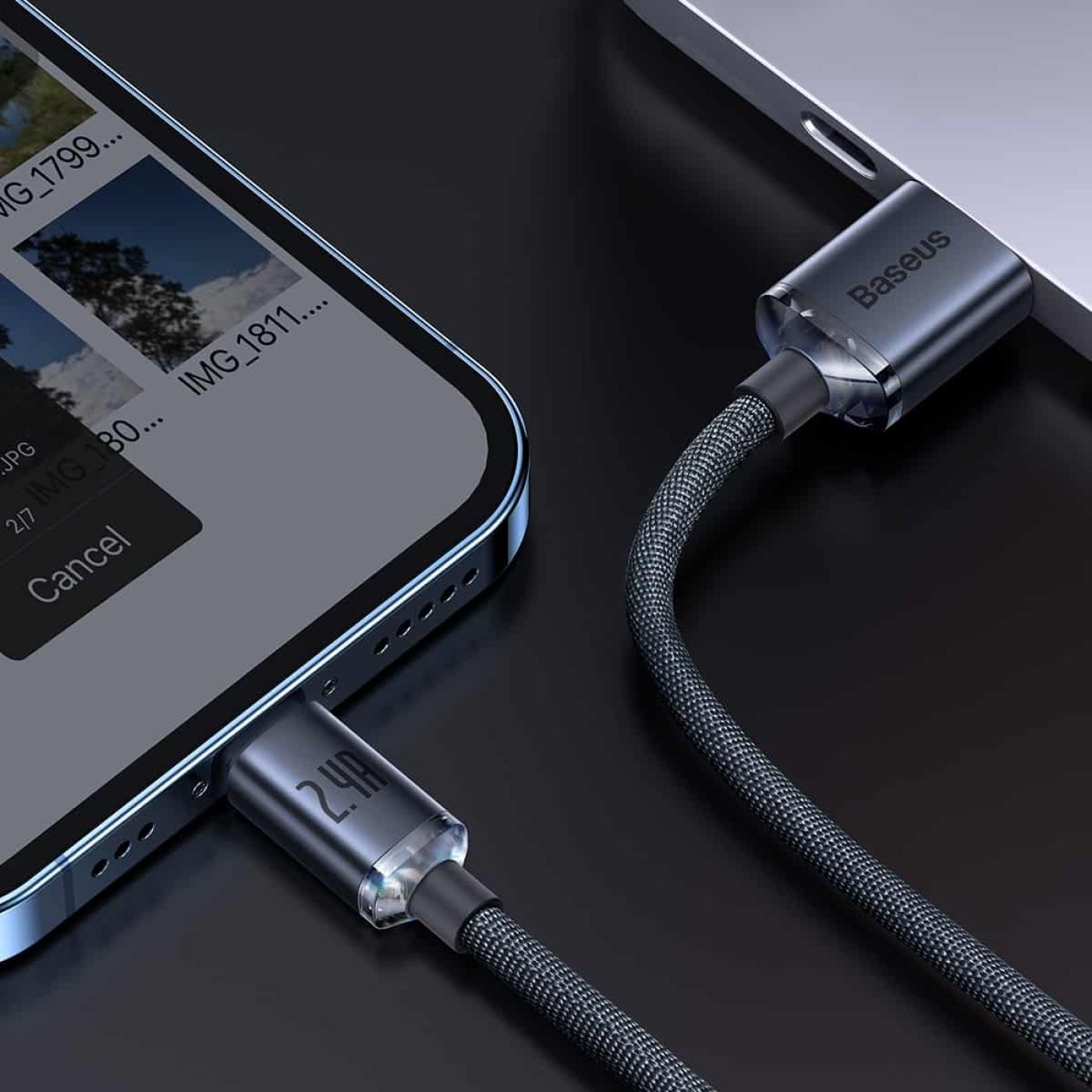 Cáp sạc iPhone Baseus Crystal Series USB to lightning 2.4A dài 1,2m