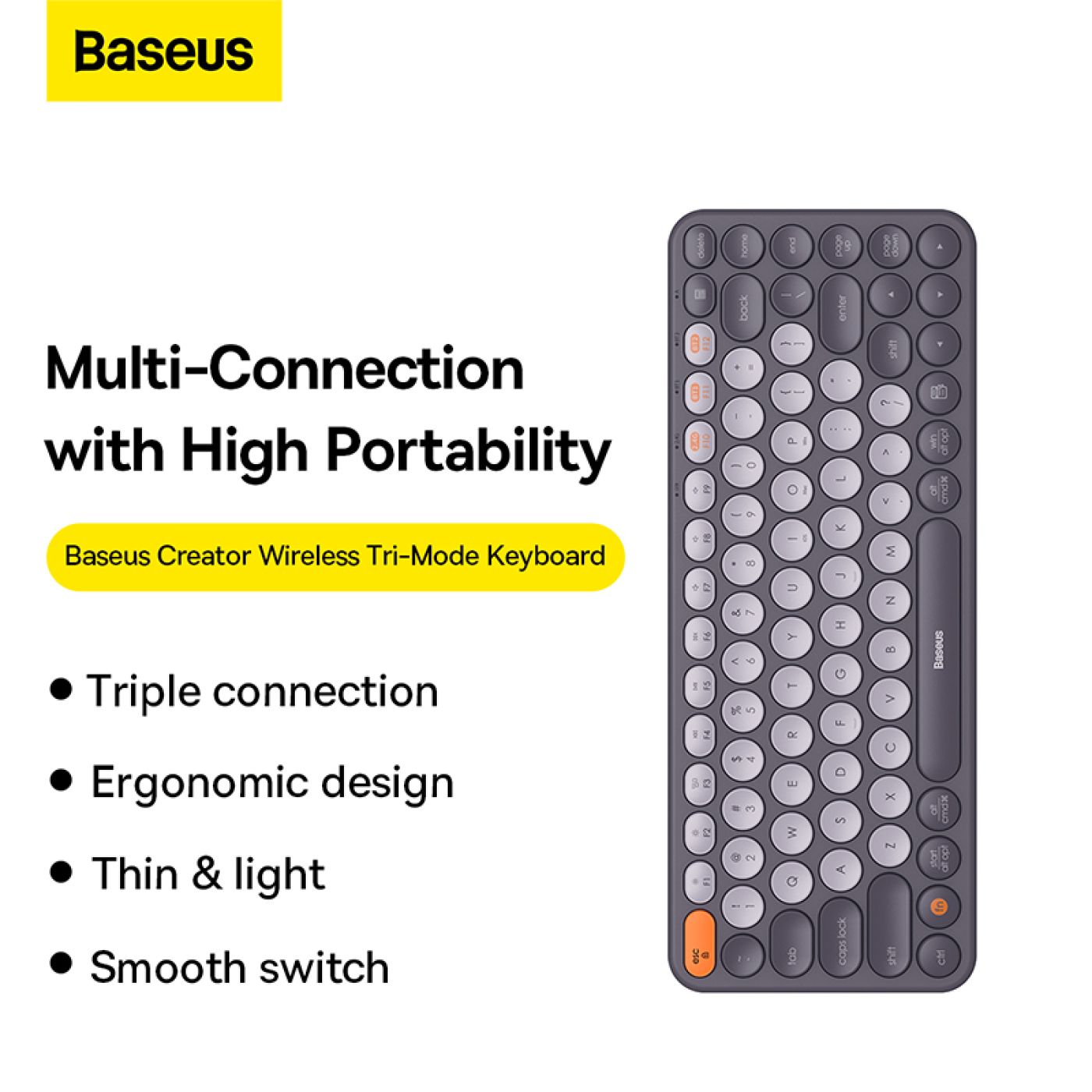 Bàn Phím Không Dây Kết Nối 3 Chế Độ OS-Baseus K01 Wireless Tri-Mode Keyboard