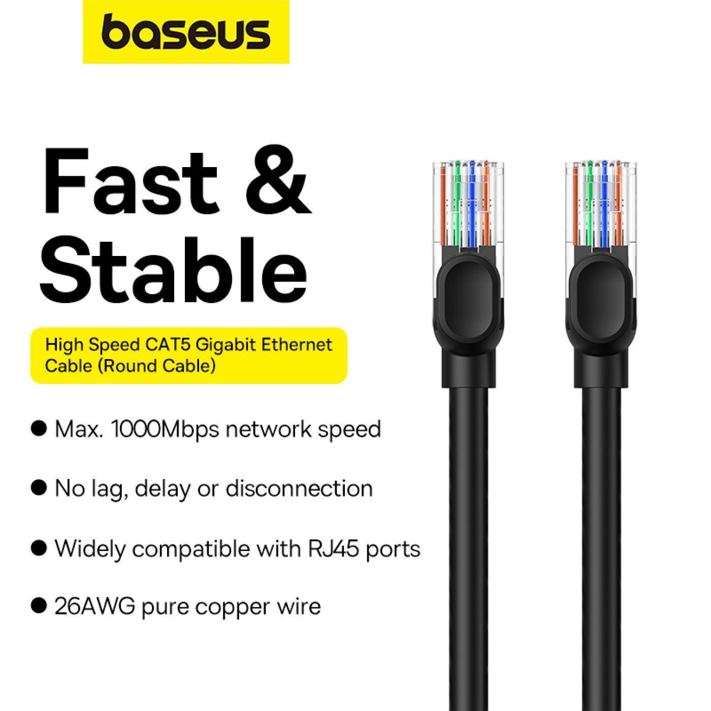 Cáp Mạng Lan 2 Đầu Baseus High Speed CAT5 Gigabit Ethernet Cable (Round Cable)
