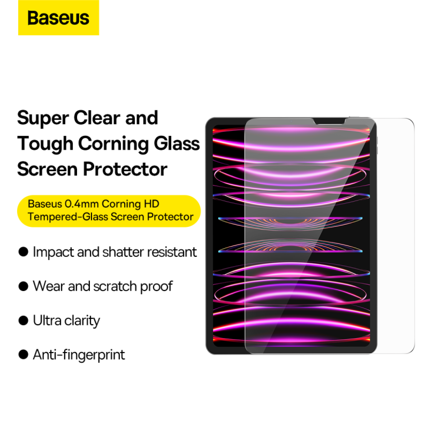 Kính Cường Lực Cho Pad Baseus 0.4mm Corning HD Tempered-Glass Screen Protector for Pad