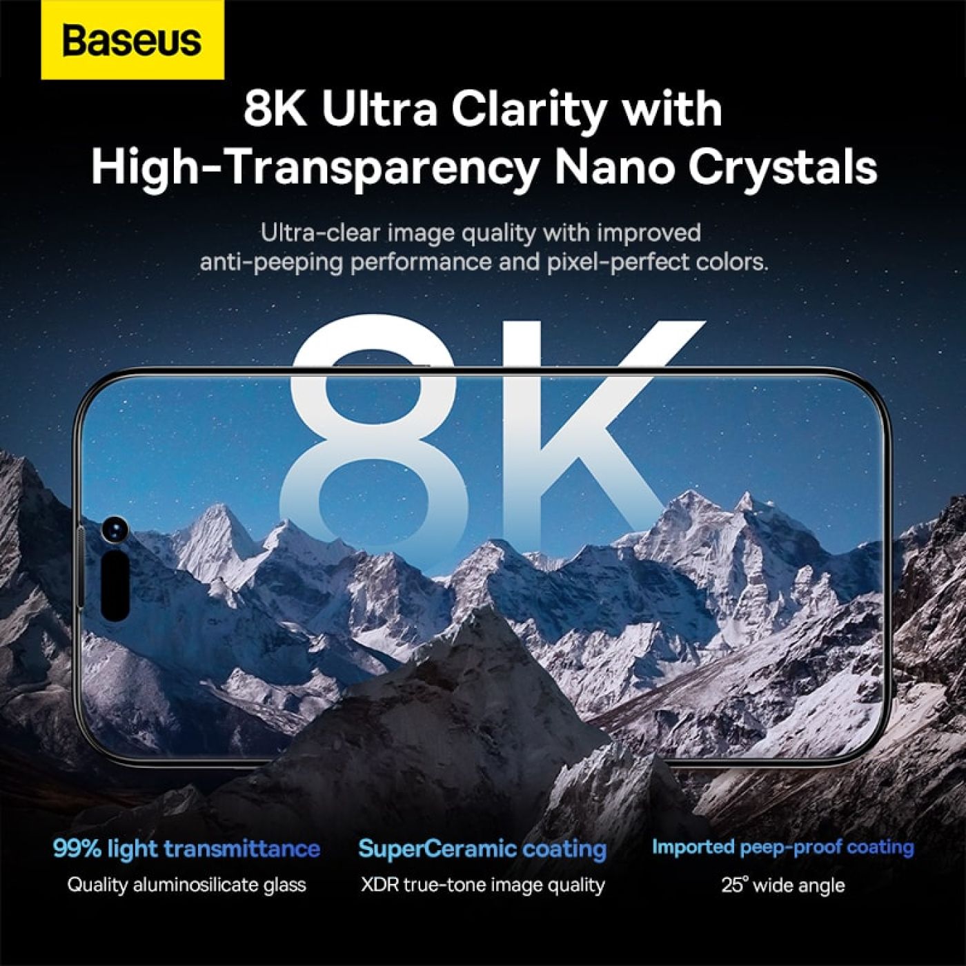 Kính Cường Lực Chống Nhìn Trộm Baseus 0.3mm SuperCeramic Privacy Protection All-Tempered-Glass