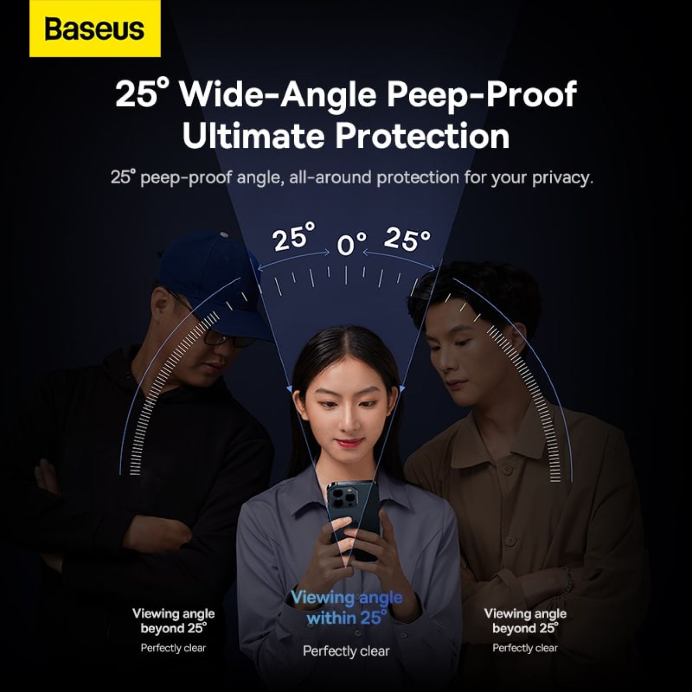 Kính Cường Lực Chống Nhìn Trộm Baseus 0.3mm SuperCeramic Privacy Protection All-Tempered-Glass