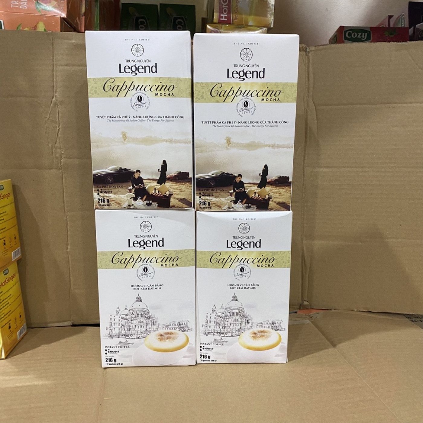 Cafe hoà tan Trung Nguyên Legend Cappuccino vị Mocha - Hazelnut - Coconut , hộp 12 gói x 18gram
