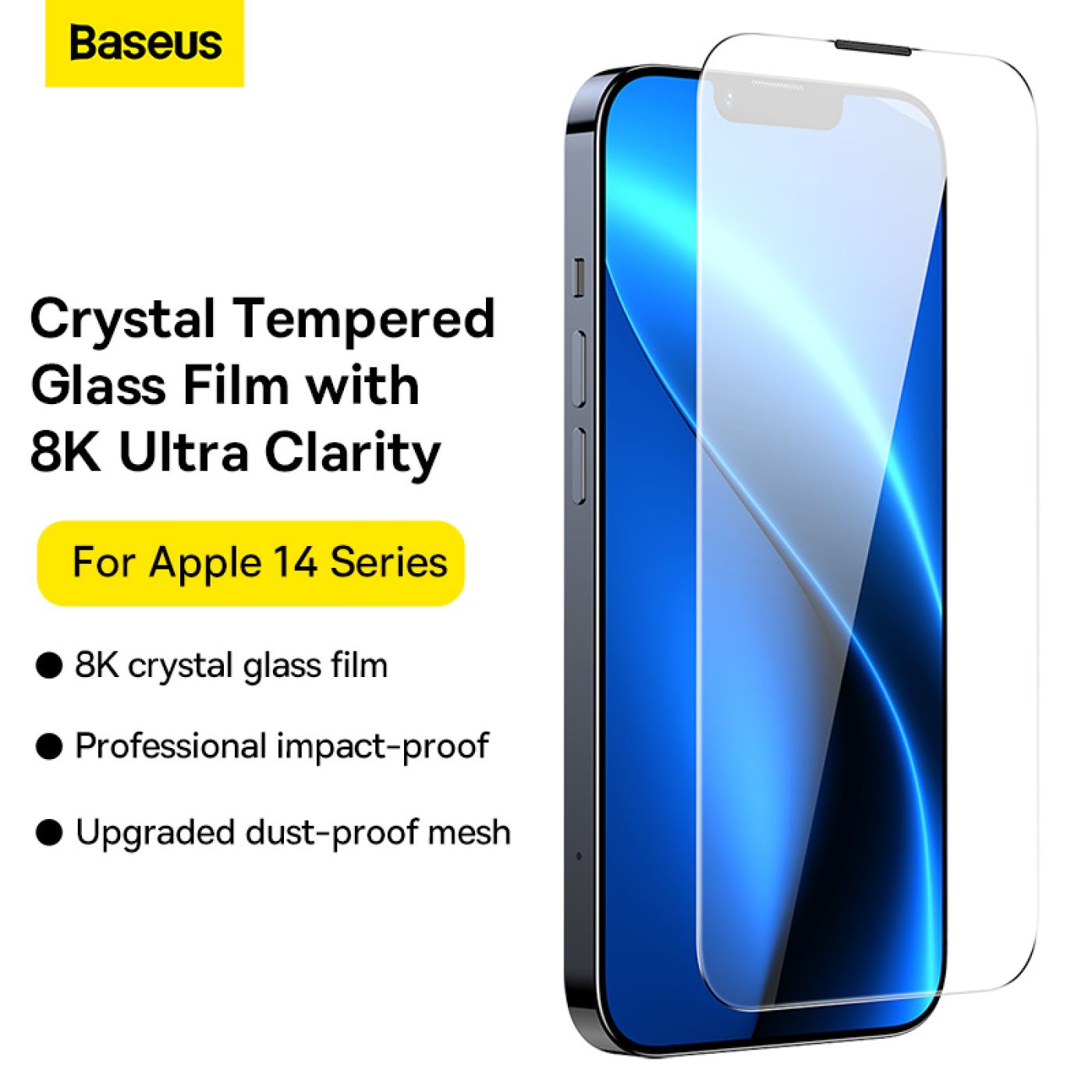 Cường lực Baseus All-glass Crystal Tempered Glass Film (Cellular Dust-proof) iP14 FastStick