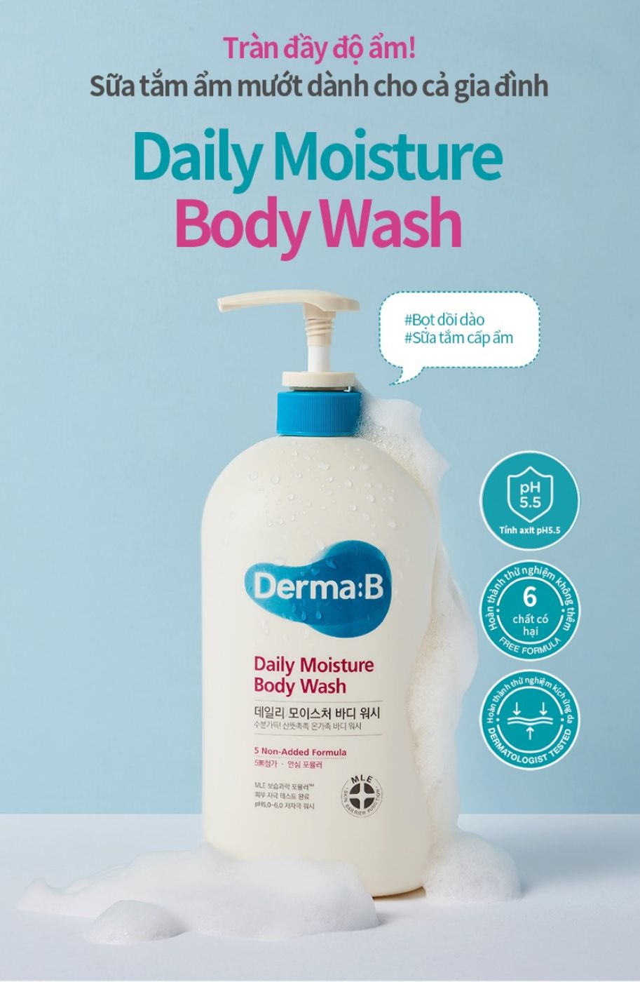 Sữa Tắm Cấp Ẩm Derma:B Moisture Body Wash ❤️ 1000ml