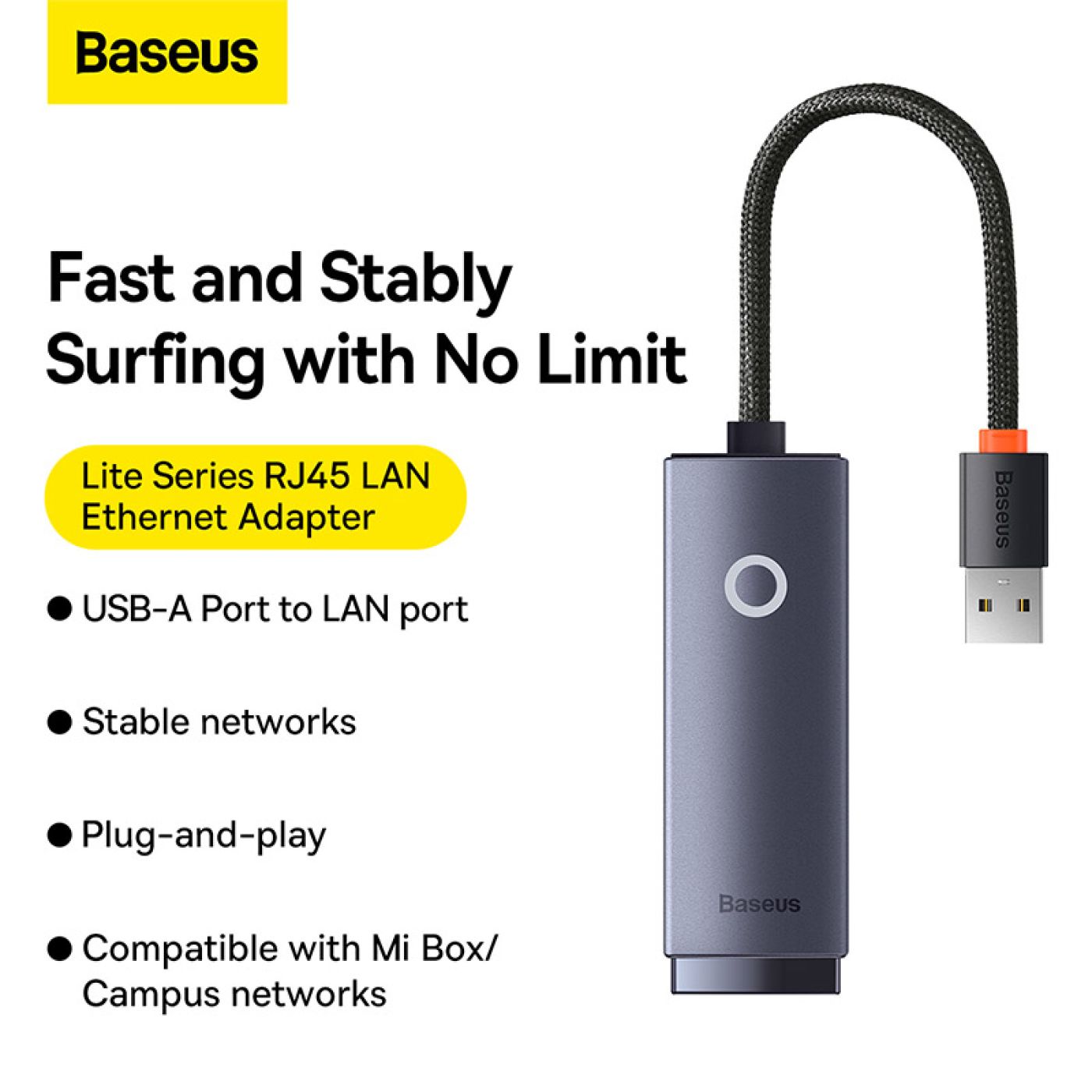 Đầu chuyển cổng USB-A/Type - C sang RJ45 LAN Port Baseus Lite Series Ethernet Adapter