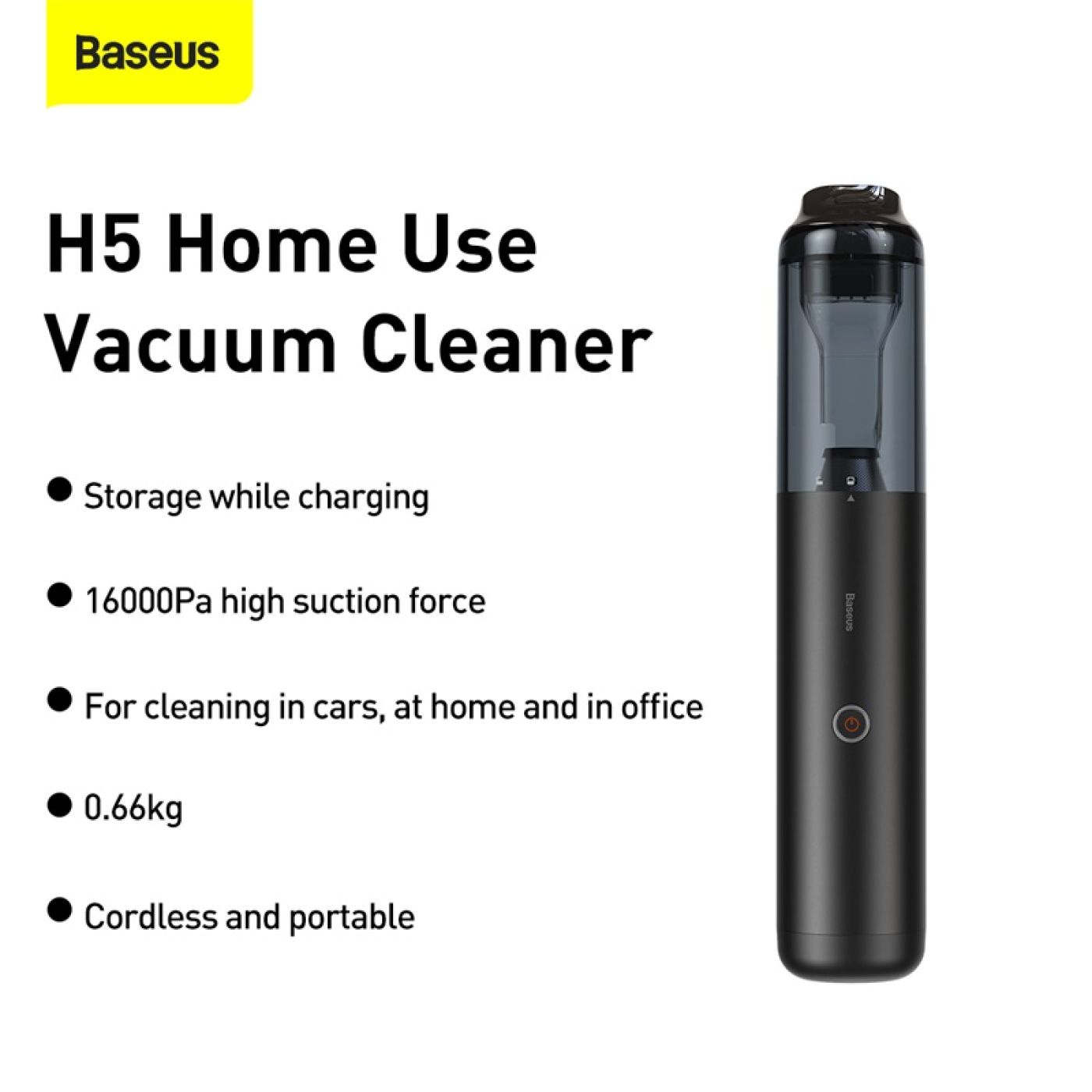 Máy hút bụi cầm tay mini Baseus H5 Home Use Vacuum Cleaner Dark Space Black