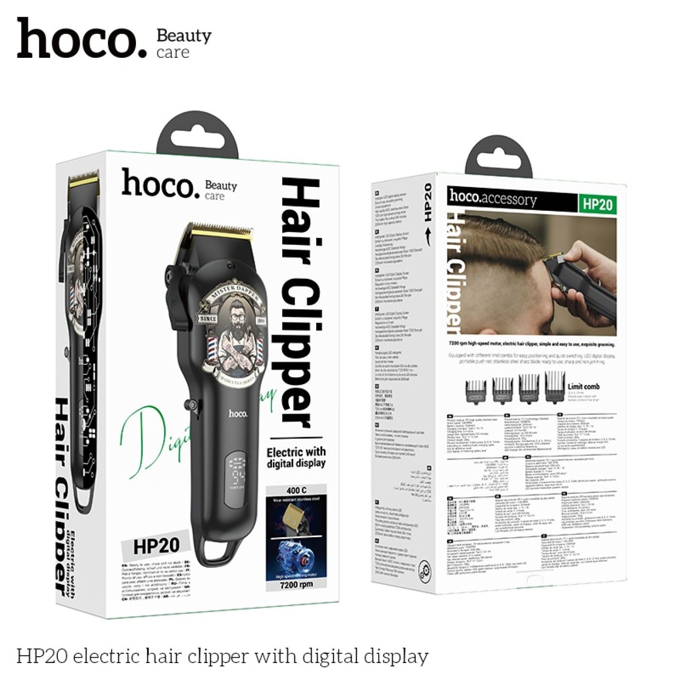 Tông đơ cắt tóc, tạo kiểu chuyên nghiệp, Màn hình LED hiển thị hoco HP20