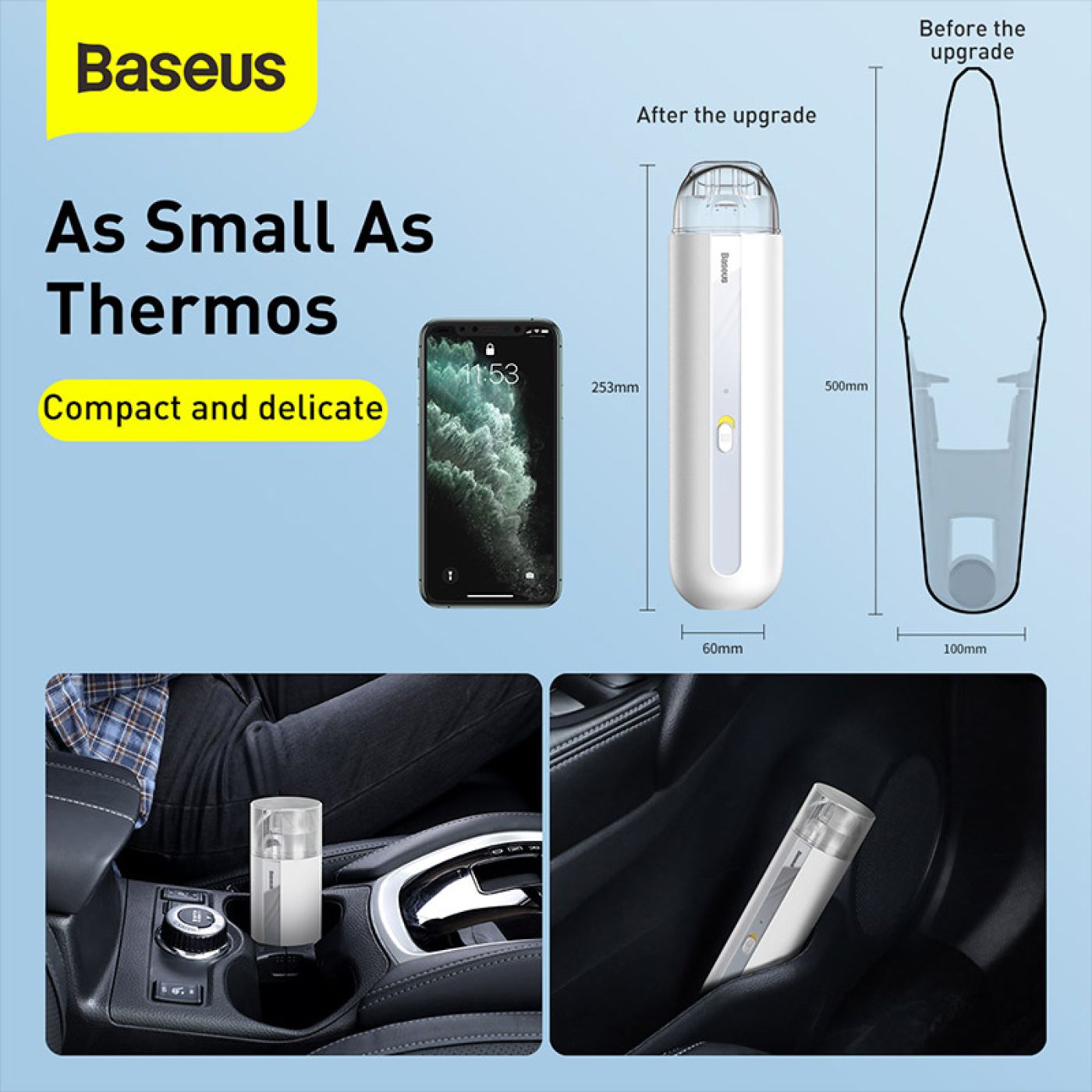 Máy hút bụi pin sạc cầm tay dùng cho xe hơi Baseus A2 Car Vacuum Cleaner