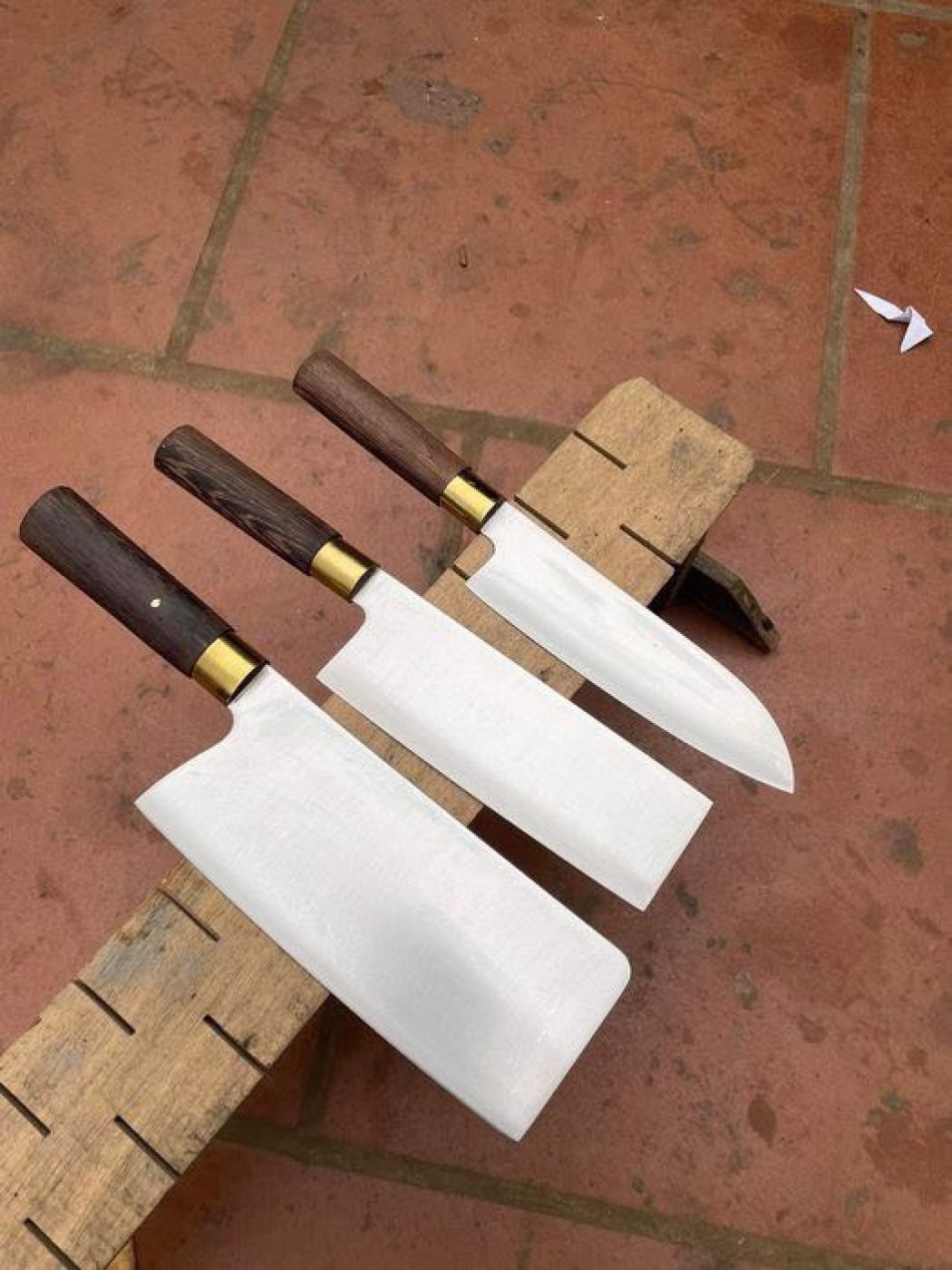 Bộ 3 dao làm bếp bóng gương thép trắng Nhật bản không gỉ, bảo hành 6 tháng