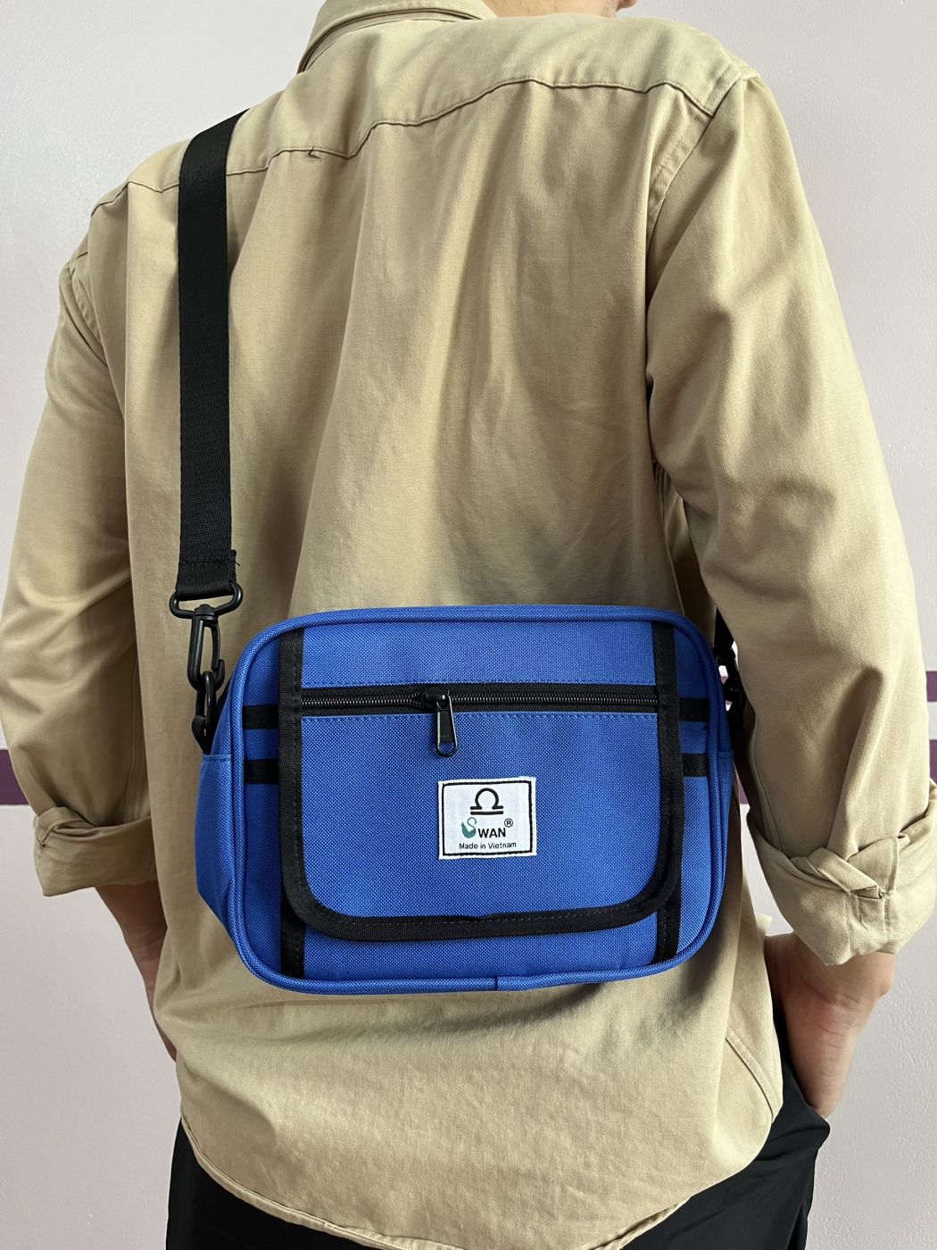 (Màu xanh coban) Túi đeo chéo nam nữ chất liệu Canvas 1000D nhập Hàn- vải trượt nước