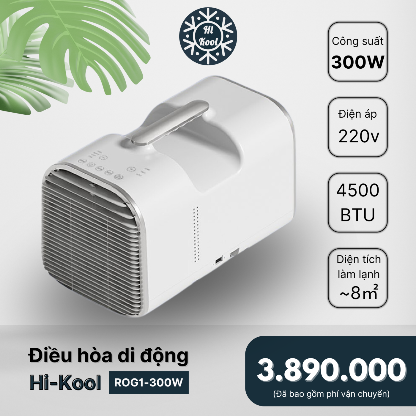 Điều hòa di động Hi-Kool - Công suất 300w - Siêu tiết kiệm điện - Chuyên cho camping cắm trại